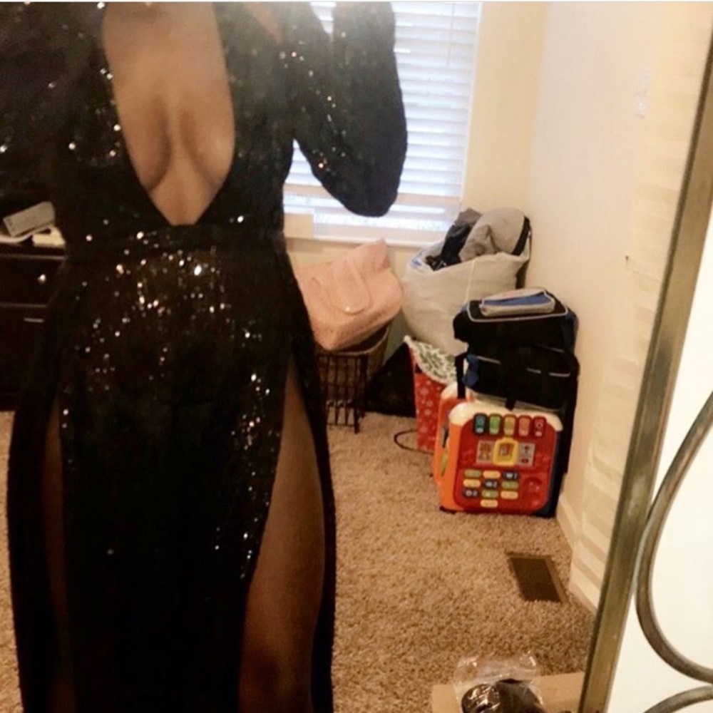 Black Sequin Prom Dress